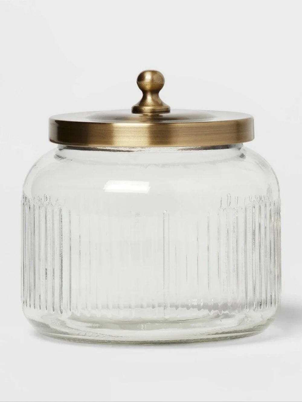 Threshold Small Glass Bath Canister With Brass Lid